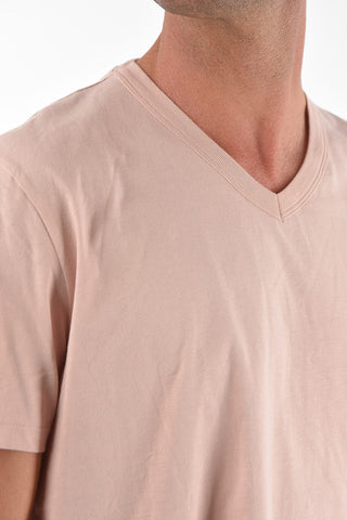 t-shirt a tinta unita con scollo a V
