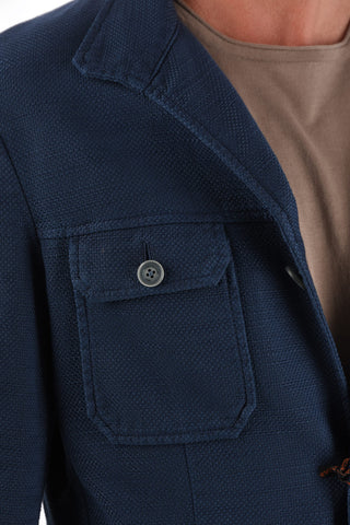 ID Cotton Flax 3-button Blazer with Patch Pockets