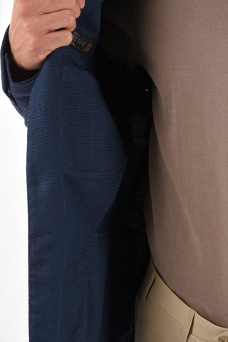 ID Blazer a 3 Bottoni in Cotone e Lino con Tasche a Toppa