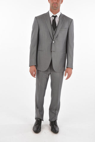 striped center vent peak lapel CERIM.ACADEMY 3 piece waistcoat suit