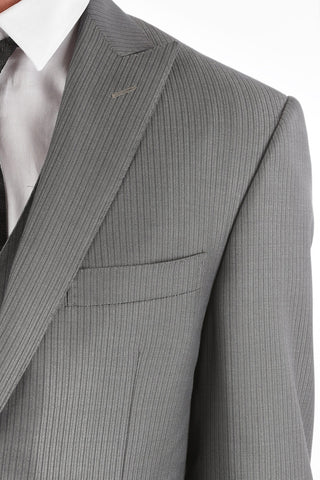 striped center vent peak lapel CERIM.ACADEMY 3 piece waistcoat suit