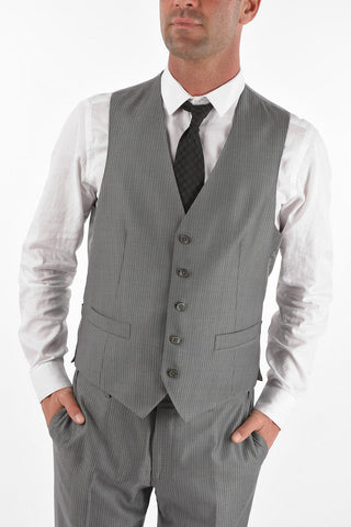 striped center vent peak lapel CERIM.ACADEMY 3 piece waistcoat suit