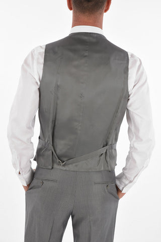 striped center vent peak lapel CERIM.ACADEMY 3 piece waistcoat suit