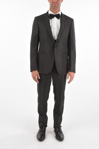 plain herringbone shawl lapel 3 piece waistcoat suit