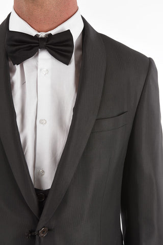 plain herringbone shawl lapel 3 piece waistcoat suit