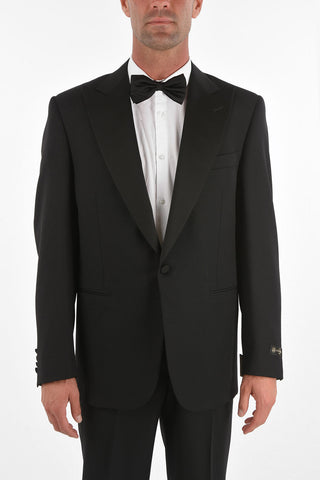virgin wool SMOK.LEADER no vent peak lapel 2-button suit