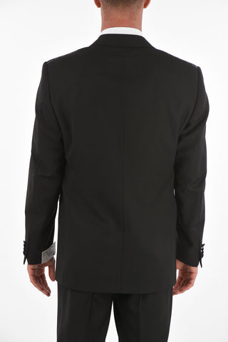 virgin wool SMOK.LEADER no vent peak lapel 2-button suit