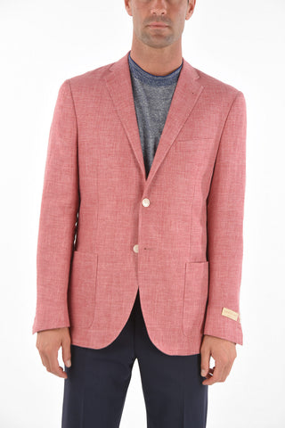 Flax Blend EASY Blazer with Notch Lapel and Patch Pockets