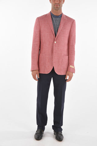 Flax Blend EASY Blazer with Notch Lapel and Patch Pockets
