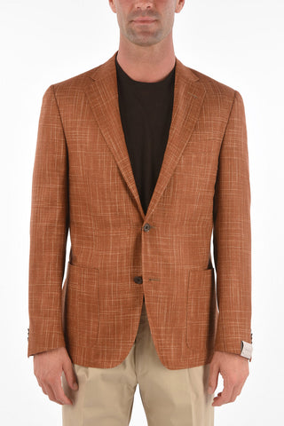 silk notch lapel patch pocket GATE 2-button blazer