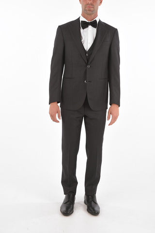 virgin wool center vent CERIM.ACADEMY 3 piece waistcoat suit