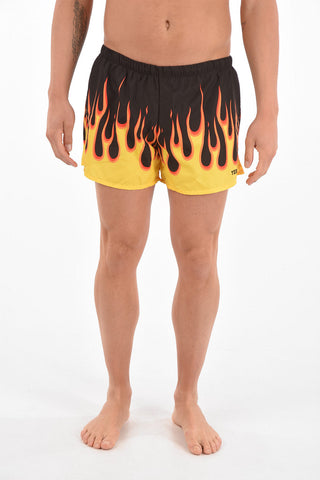 flames printed swim shorts