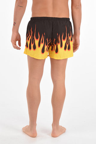 flames printed swim shorts