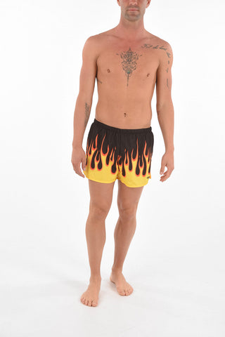 flames printed swim shorts