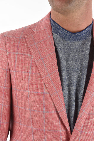 CC COLLECTION windowpane check flax and cotton REWARD 2-button blazer