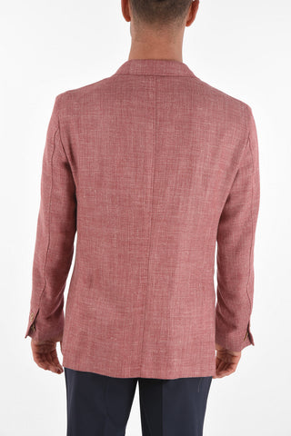 ID Linen Blend IDENTITY Blazer with Notch Lapel and Patch Pockets