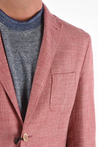 ID Linen Blend IDENTITY Blazer with Notch Lapel and Patch Pockets