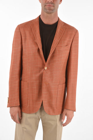 Silk Virgin Wool 3-button RESORT Blazer with Tattersall Pattern