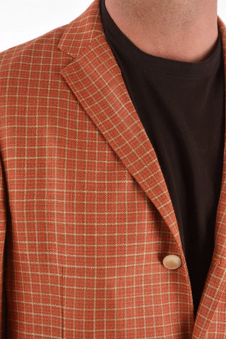 Silk Virgin Wool 3-button RESORT Blazer with Tattersall Pattern