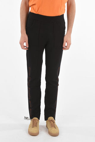 Pantaloni Jogger V-LONE con Stampa in Lettering e Orli Sfrangiati