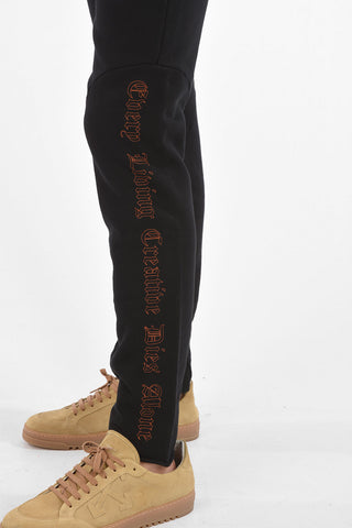Pantaloni Jogger V-LONE con Stampa in Lettering e Orli Sfrangiati
