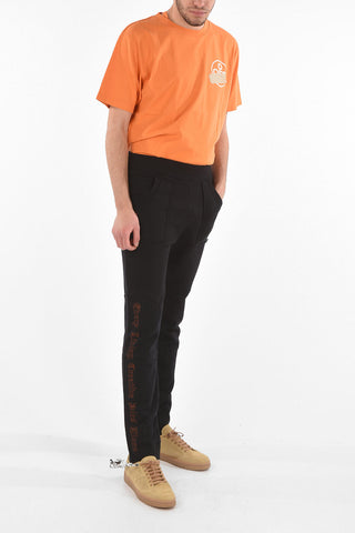 Pantaloni Jogger V-LONE con Stampa in Lettering e Orli Sfrangiati