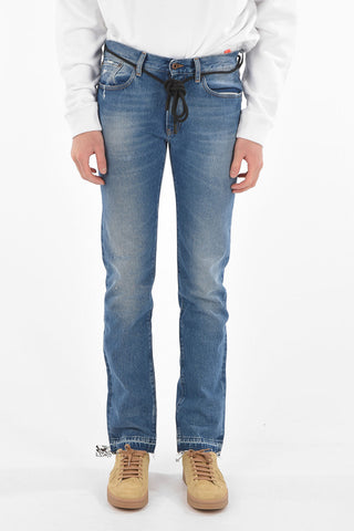 Skinny DIAG WINDOW Jeans with Frayed Patched Details 18cm