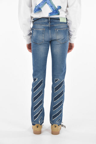 Skinny DIAG WINDOW Jeans with Frayed Patched Details 18cm