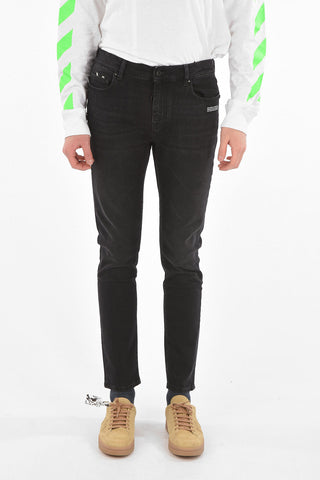 Jeans Skinny con Stampa Logo 16cm