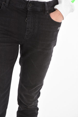 Jeans Skinny con Stampa Logo 16cm