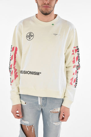 Crewneck DIAG STENCIL Sweatshirt with IMPRESSIONISM Lettering Print