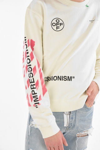 Crewneck DIAG STENCIL Sweatshirt with IMPRESSIONISM Lettering Print
