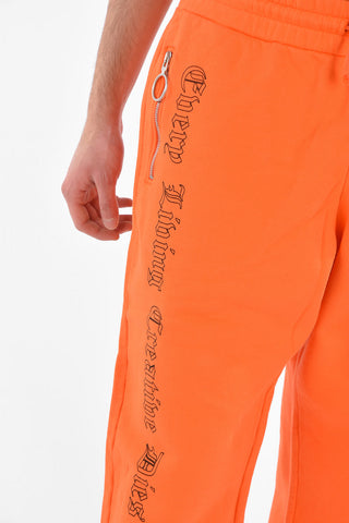 Lettering Printed V-LONE Jogger Pants with Zipped Ankles