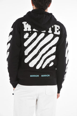 Printed DIAG SPARY Hooded Sweatshirt with Zip Fastening