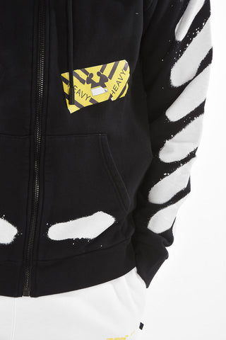 Printed DIAG SPARY Hooded Sweatshirt with Zip Fastening