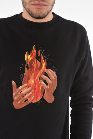Crewneck DIAG FIRE Sweatshirt with Fire Print