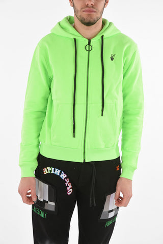 Felpa Hoodie MC FLUO con Chiusura a Zip e Stampa 4 Frecce