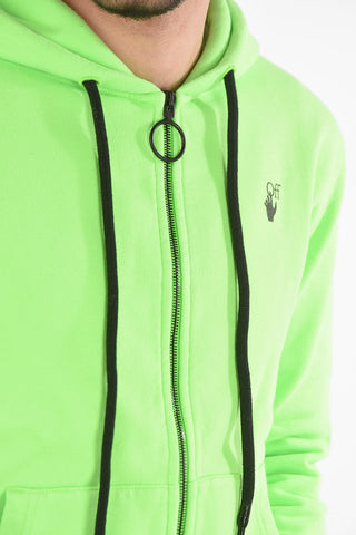 Felpa Hoodie MC FLUO con Chiusura a Zip e Stampa 4 Frecce