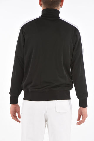 Mock Neck Contrasting Band Jersey Sweatshirt