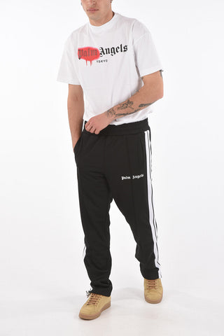 Contrasting Band Jersey Joggers with Ankle Zip