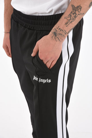 Contrasting Band Jersey Joggers with Ankle Zip