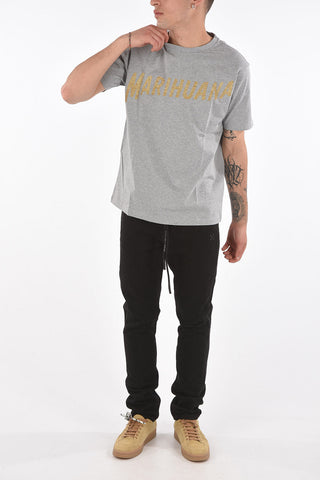 T-shirt MARIHUANA with Glittery Lettering Print