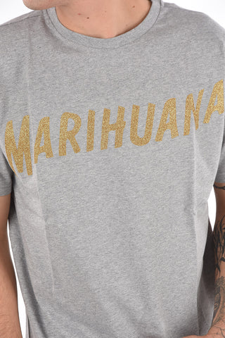 T-shirt MARIHUANA with Glittery Lettering Print
