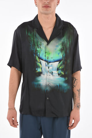 Short-sleeved  WATERFALL HOLIDAY Satin Shirt