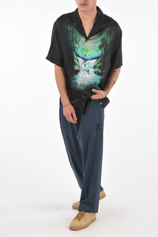 Short-sleeved  WATERFALL HOLIDAY Satin Shirt