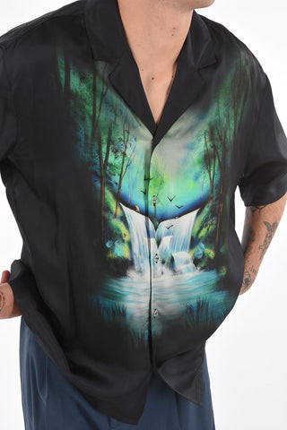 Short-sleeved  WATERFALL HOLIDAY Satin Shirt