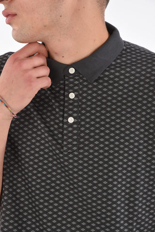 argyle patterned 3 button polo shirt