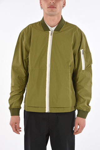 solid color Nylon Bomber with contrasting closure