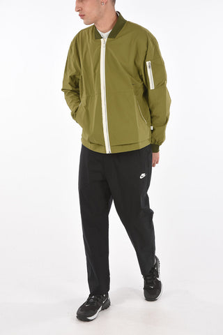 solid color Nylon Bomber with contrasting closure