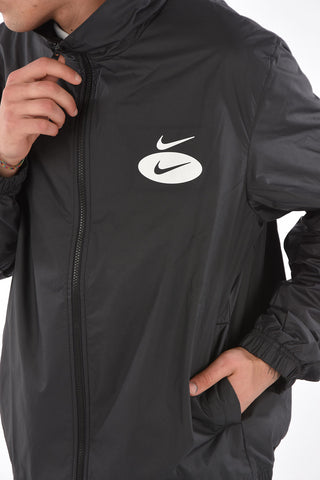 solid color Windbreaker Jacket with logo-print